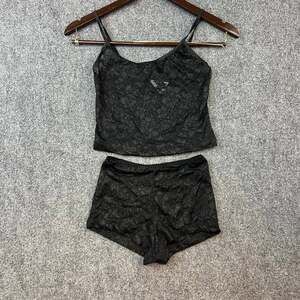 Escante Women's Small Black Floral Lace Camisole Shorts Sleepwear Set Mexico